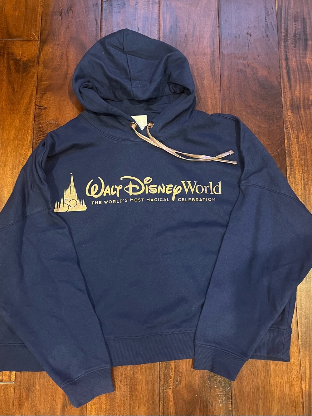 Disney Navy Pullover with Gold Walt Disney World Print